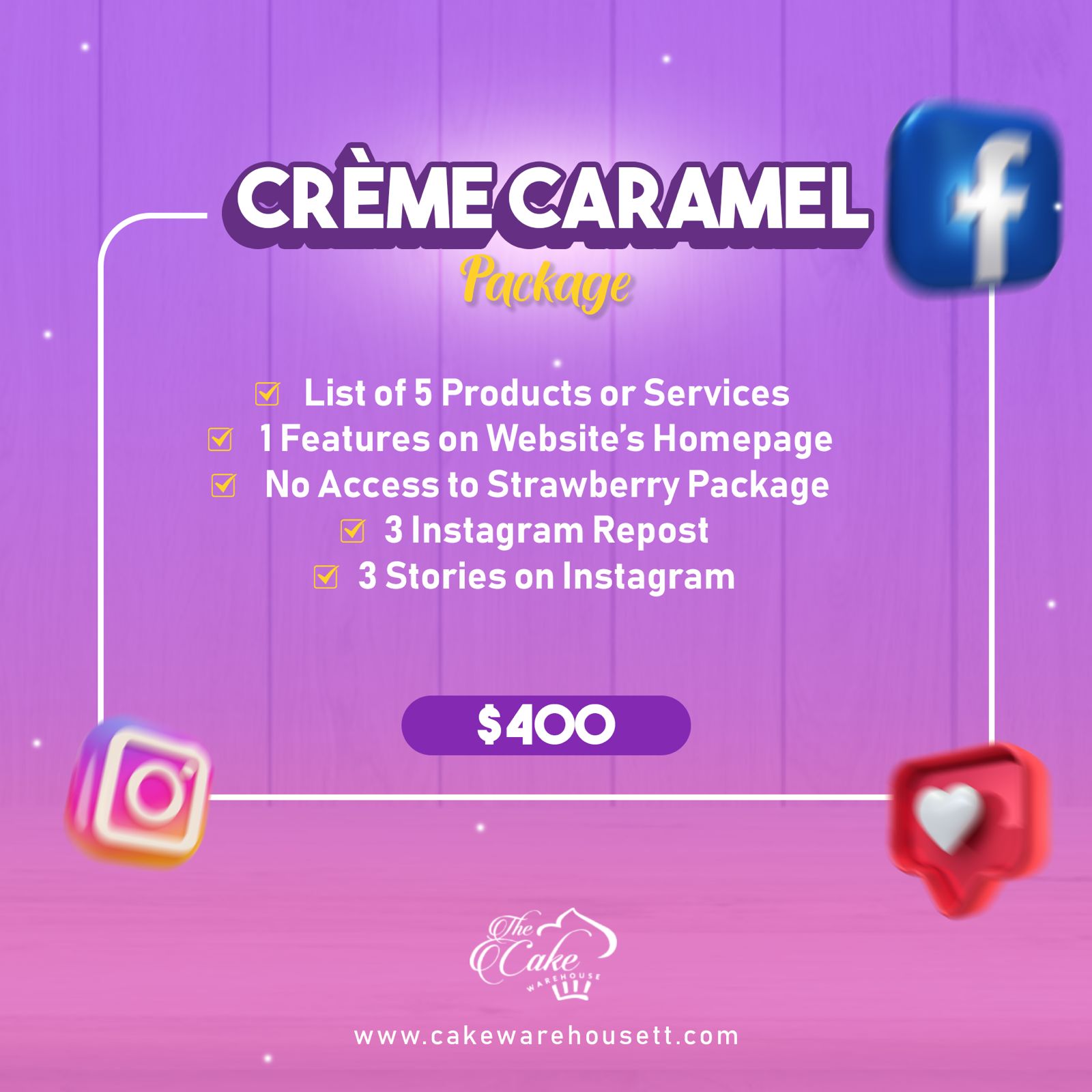 Crème Caramel Package
