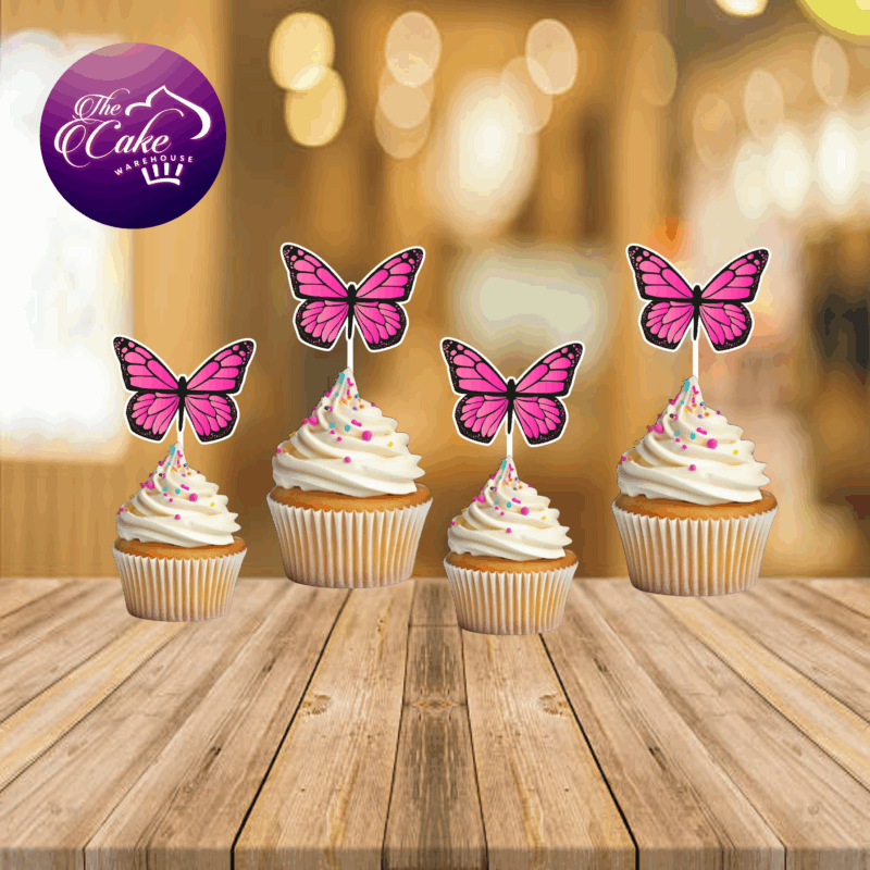 PINK BUTTERFLY PRINTED TOPPERS 003