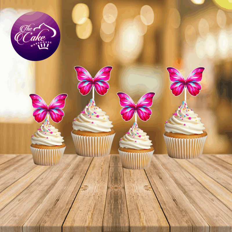 PINK BUTTERFLY PRINTED TOPPERS 004