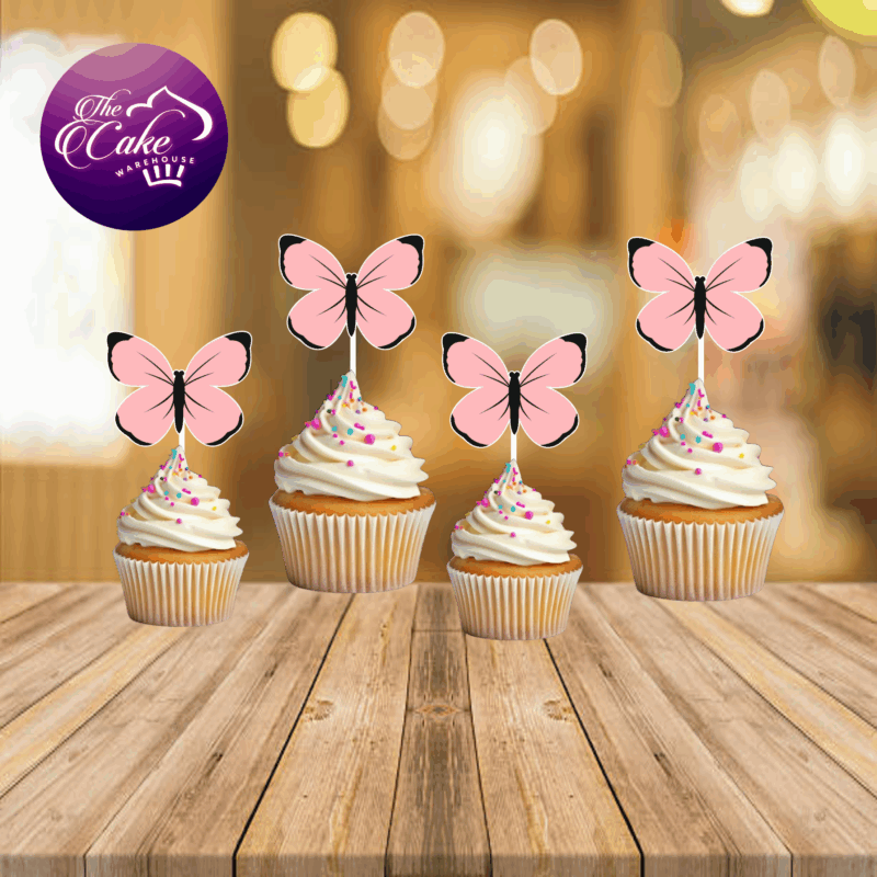 PINK BUTTERFLY PRINTED TOPPERS 006