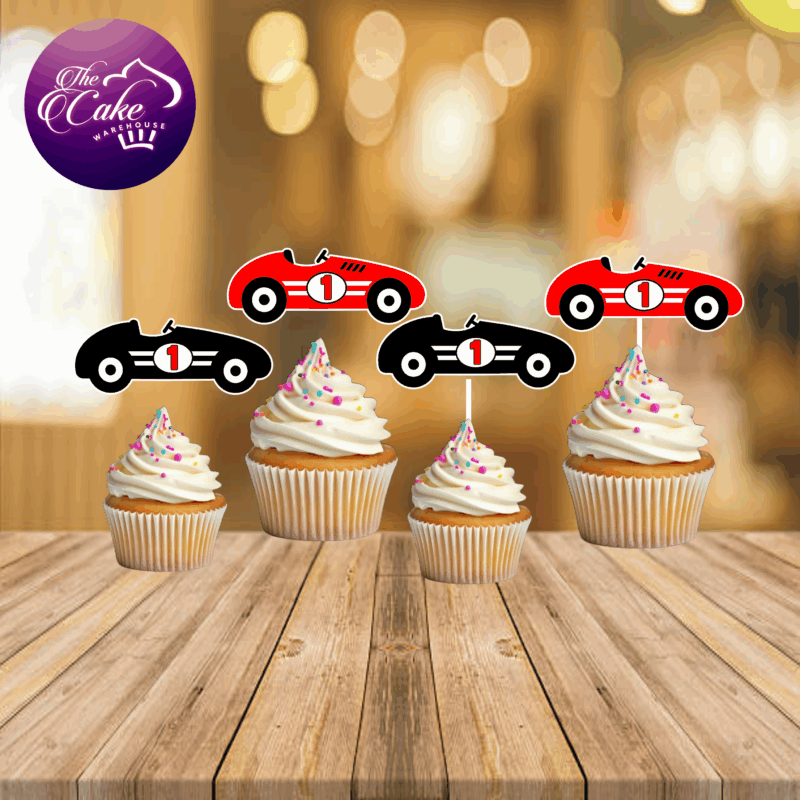 RACE CAR PRINTED CUPCAKE TOPPERS