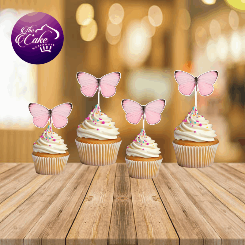 PINK BUTTERFLY PRINTED TOPPERS 008