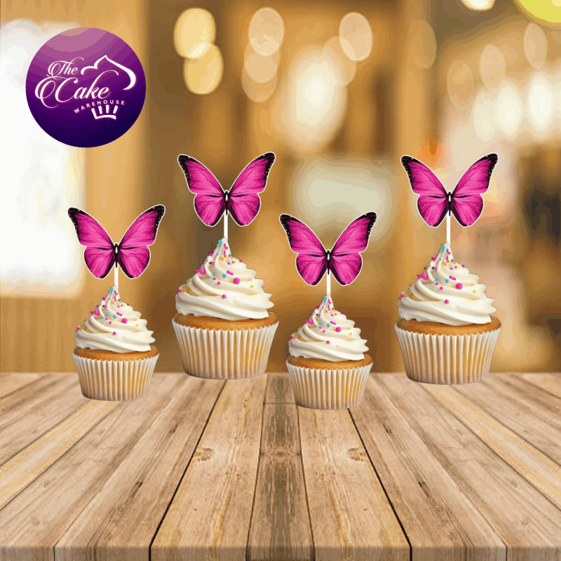 PINK BUTTERFLY PRINTED TOPPERS 010